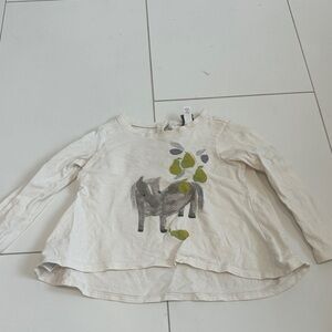 Tea collection Kids Cream Long Sleeve Shirt with Animal Print donkey 18/24m